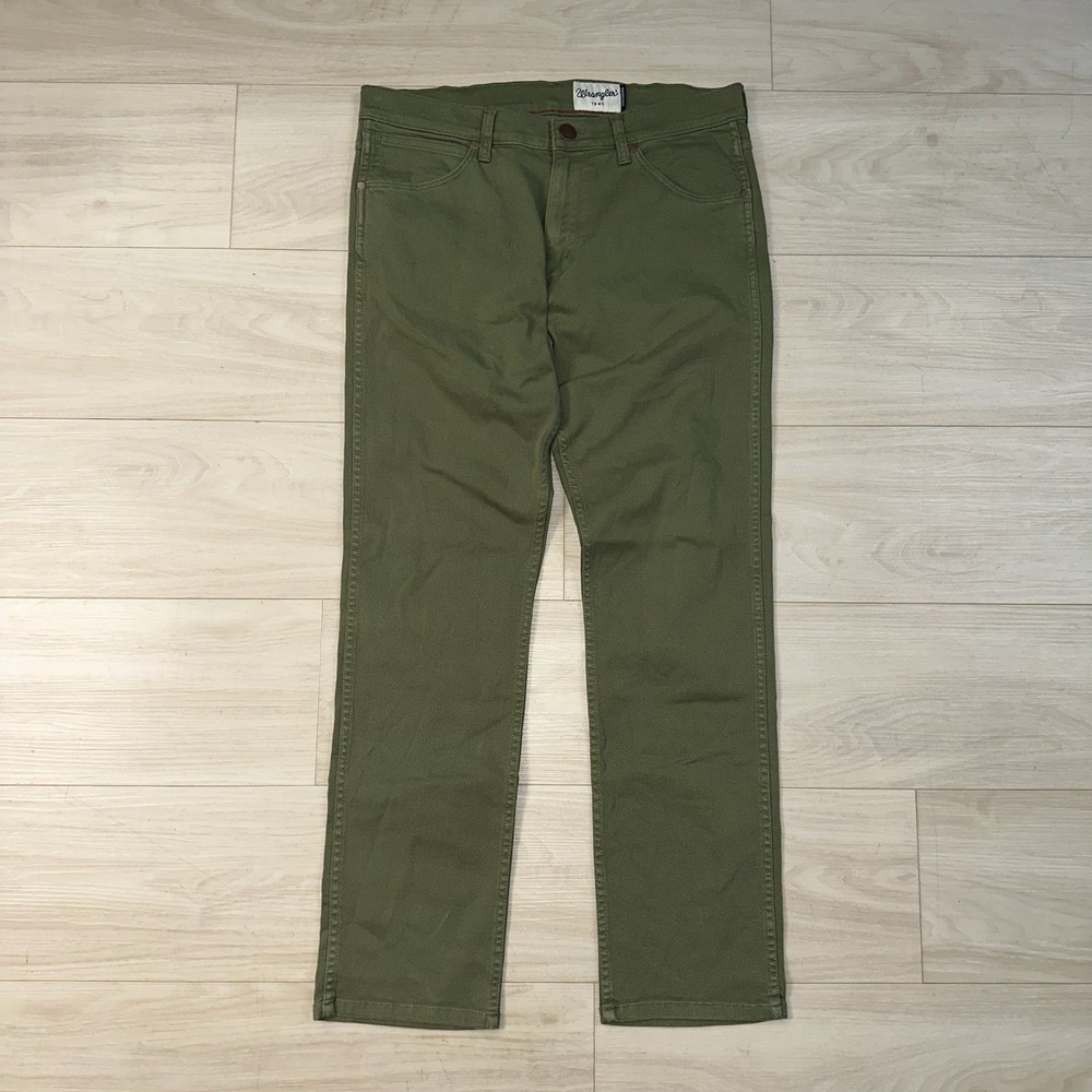 Wrangler‎ Greensboro Slim Straight Pants Men's Green Pants Size 32x30 Stretch